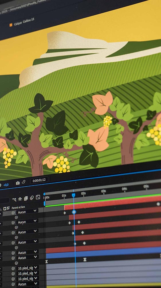 Un motion design sur la Roche de Solutré en cours de réalisation