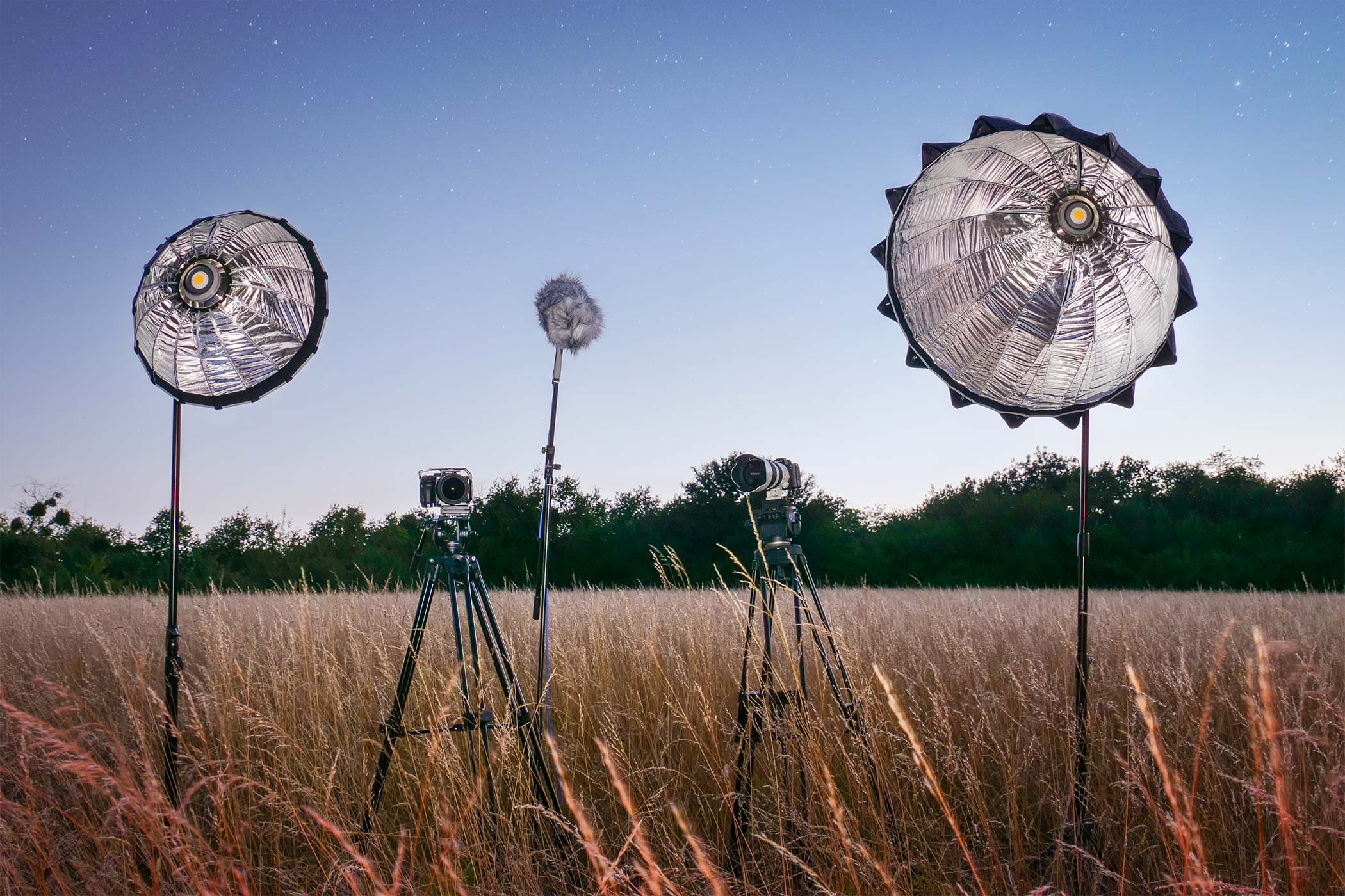 Matériel vidéo dans un champs de hautes herbes - Mellow Production, réalisateurs vidéo