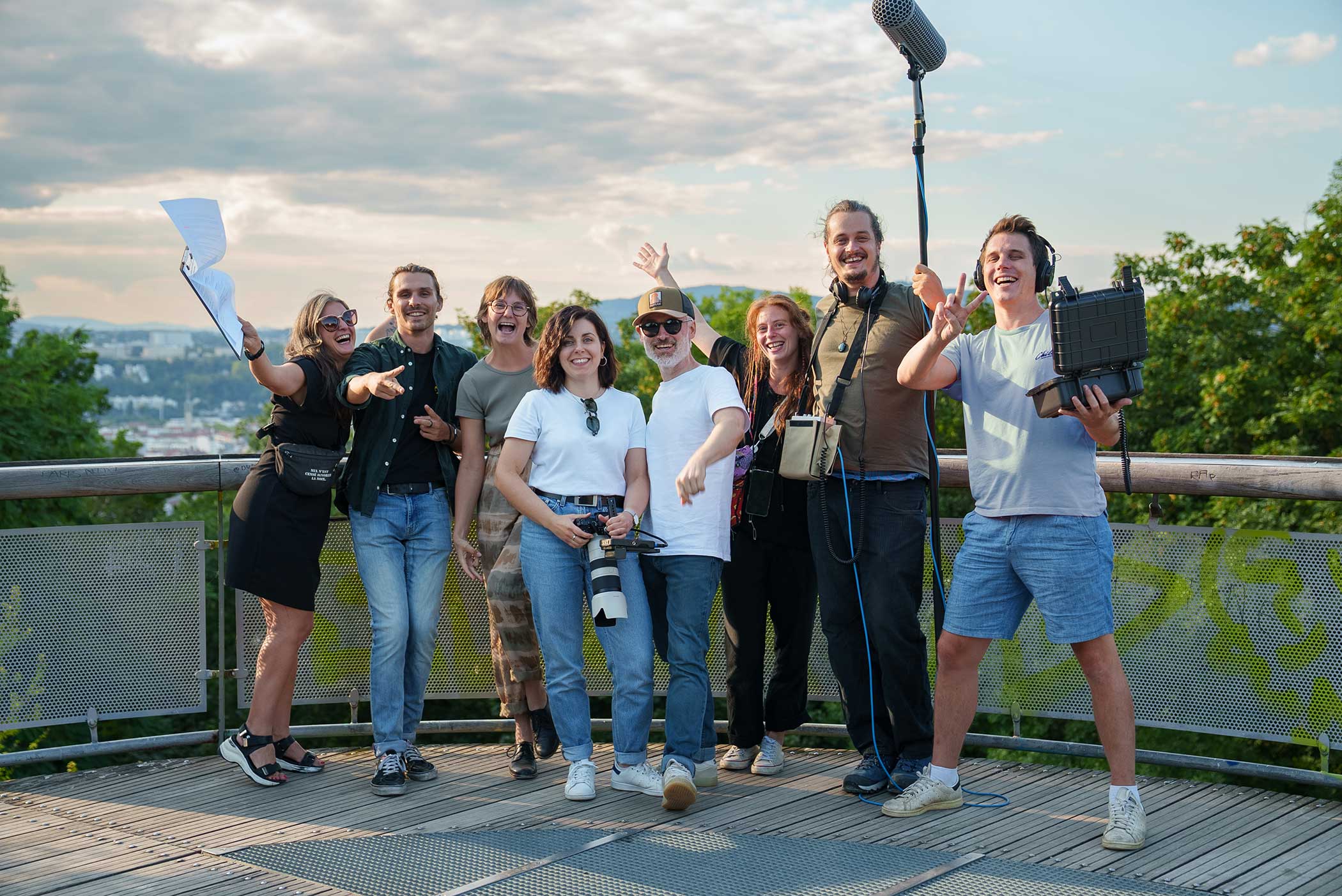 Une équipe de tournage au complet